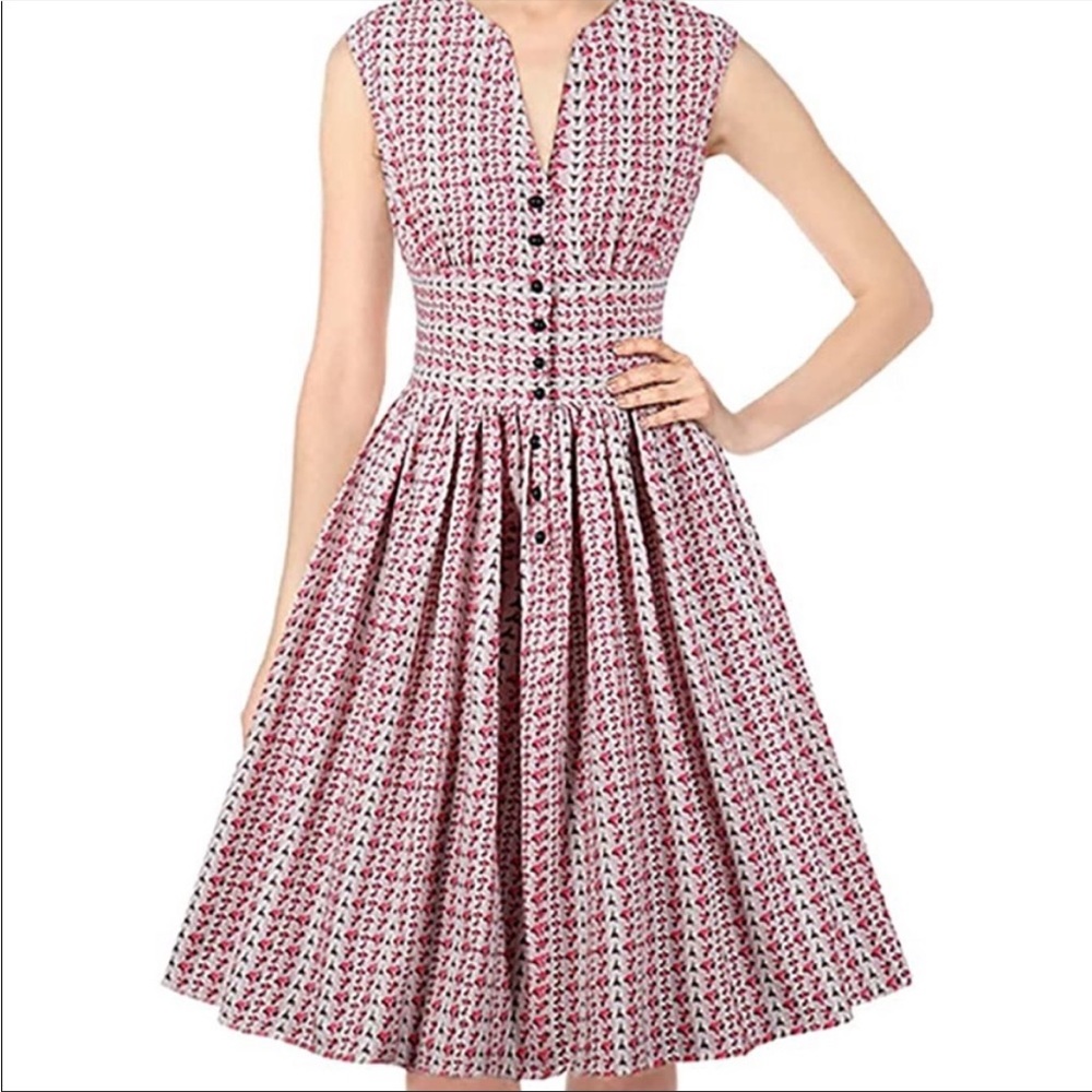 Vintage 60s 70s Cottagecore Striped Floral Button Sundress Dress Medium Large